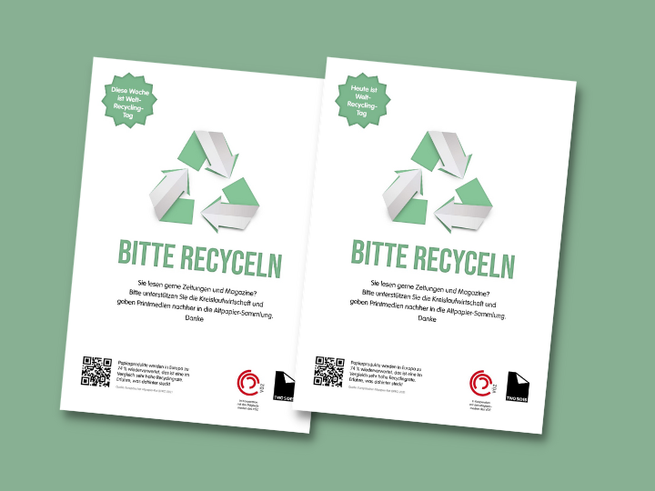 Die Mitgliedsmedien des Verbands Österreichischer Zeitungen unterstützen rund um den Welt-Recyclingtag am 18. März die Kampagne von Two Sides. Gemeinsam machen sie auf die Bedeutung des Recyclings von Papier und Printprodukten aufmerksam.